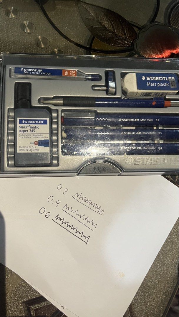 Staedtler Techpen Set (Category: Stationery & School Supplies) located in Manila. Submitted by freecat.663666 (Listing ID 1459066711, Image 3). Description: •Staedtler Techpen Set (0.2,0.4,0.6) (₱3,000) slightly negotiable .