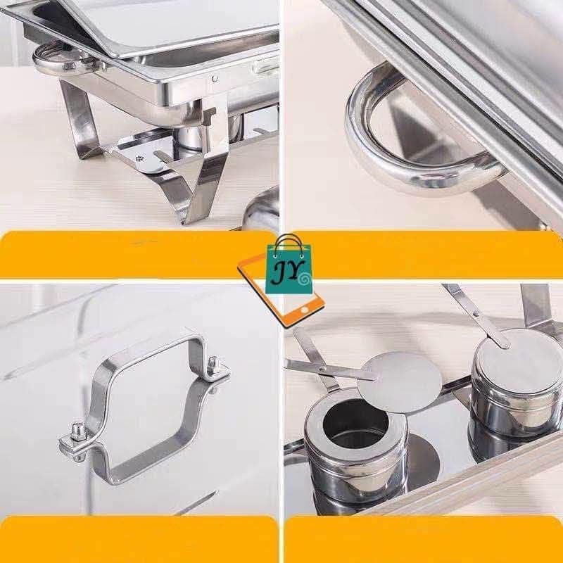 Stainless Steel Double Compartment Chafing Dish (Category: Other Kitchenware & Tableware) located in Manila. Submitted by chaionlineshop (Listing ID 1459015325, Image 3). Description: - High-quality stainless steel chafing dish - Two compartments for versatile serving - Ideal for parties, events, and gatherings - Includes a fitted lid and fuel holders - Polished finish for a professional look - Stable design to prevent tipping - Dimensions: 65cm 