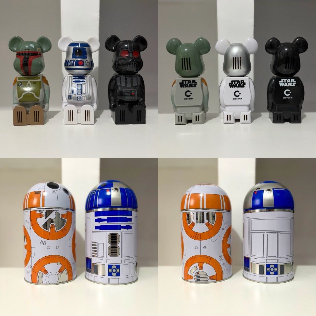 Star Wars Bundle Super Sale (Category: Figurines & Statues) located in Santa Rosa. Submitted by shikaricollectibles (Listing ID 1459067293, Image 1). Description: Star Wars x Bearbrick x Cleverin -R2-D2 -Boba Fett -Darth Vader No box, with signs of usage Star Wars x Kirin Canister -BB-8 -R2-D2 (With dent) No packaging Overall, all items are still decent-looking when displayed. Price: ₱2,000 as set Location: Santa Rosa, Laguna/ Cubao, QC MOD: J&T/