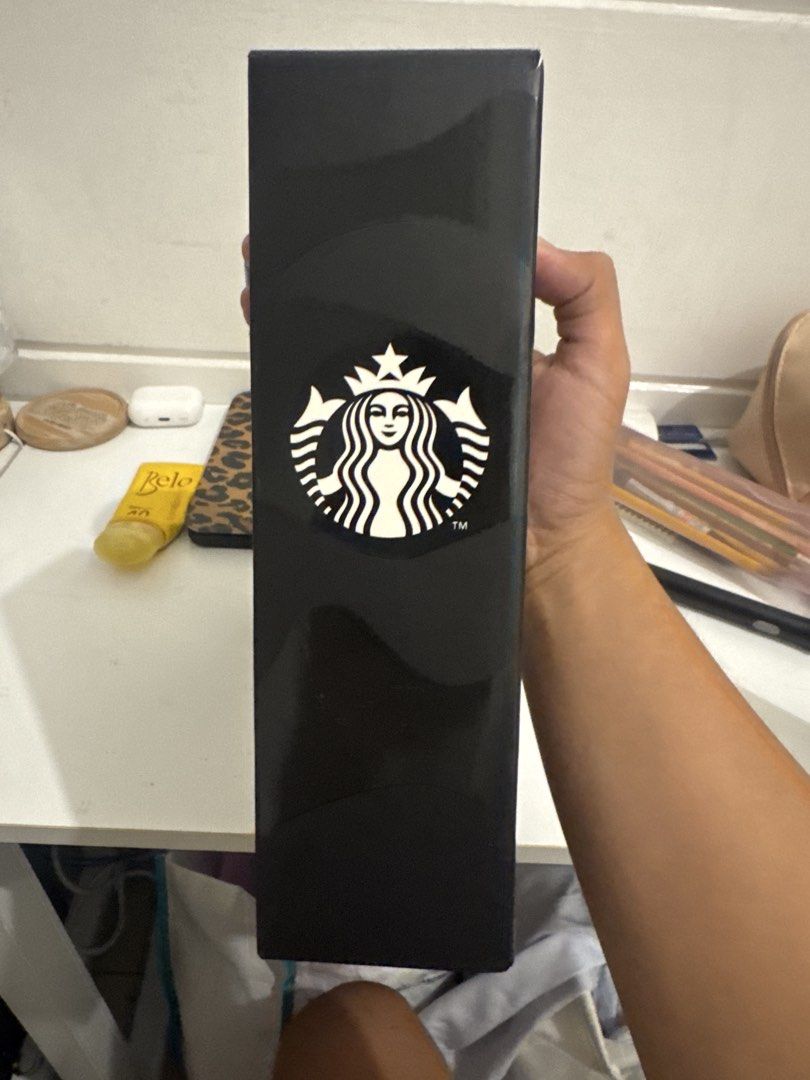Starbucks Black Tumbler 444ml (Category: Water Bottles & Tumblers) located in Meycauayan. Submitted by russ_007 (Listing ID 1459019406, Image 2). Description: - Authentic Starbucks tumbler in sleek black - Includes original packaging - Capacity: 15 fl oz (444 ml) - Material: Made in China - Care Instructions: Hand wash only, not microwave safe - Ideal for your daily coffee, tea, or other beverages.