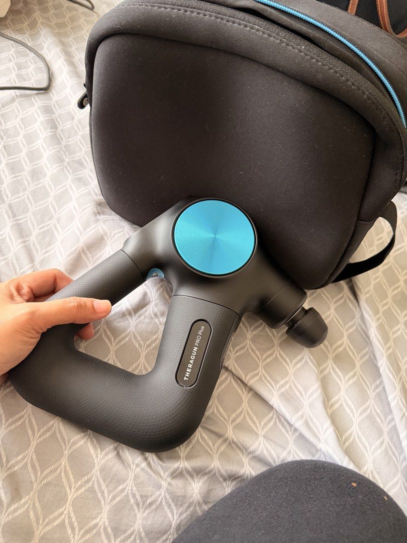 Theragun PRO PLUS Massage Gun with Attachments (Category: Massage Devices) located in Taguig. Submitted by stellar32 (Listing ID 1458916546, Image 1). Description: - Theragun PRO PLUS massage gun - Includes all attachments shown in the case - Features heat and cold therapy options - Digital display shows speed and battery life - Comes with a convenient carrying case - Ideal for muscle recovery and pain relief -Theragun PRO Plus device -Built-in L