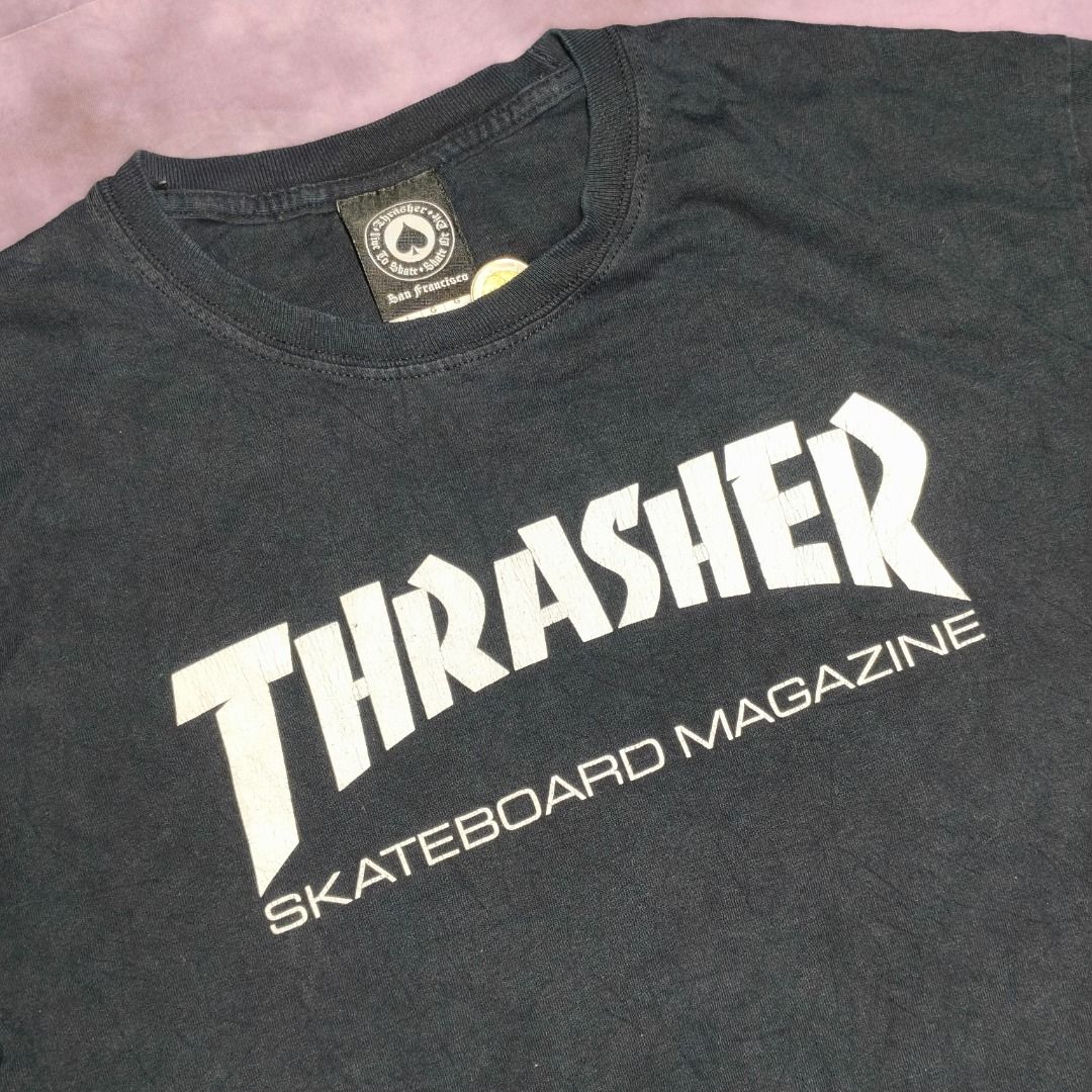 Thrasher skate mag long sleeve (Category: Coats, Jackets and Outerwear) located in San Jose. Submitted by dripdropph22 (Listing ID 1459026540, Image 2). Description: Thrasher skate mag long sleeve 449+sf no pinhole no stain need wash hairline cracks Can ship anywhere as long as buyer shoulder the sipping Unli VC Unli Vouch.