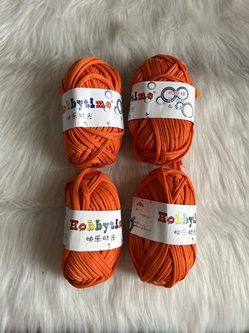 T-Shirt Cloth Yarn (Category: Shirts) located in Antipolo. Submitted by stroberisof (Listing ID 1458980658, Image 3). Description: Assorted T-Shirt Fabric Cloth Yarn • colors: orange (4), hot pink (4), royal blue (1; used) • can be used for crochet, knitting, arts and crafts TAKE ALL PRICE: ₱250 MOP: gcash MOD: j&t (shipping fee shouldered by buyer) LOCATION: antipolo, rizal.