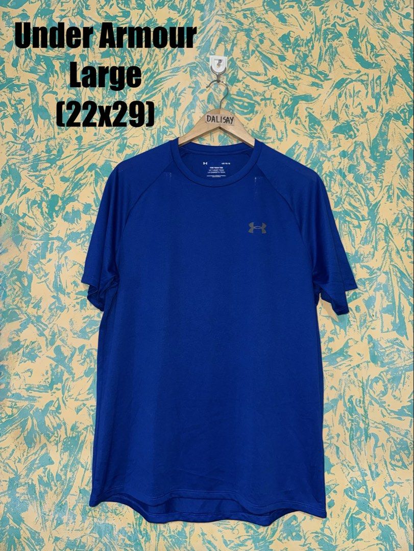 Under Armour Tech T-Shirt - Blue - Large (Category: Tshirts & Polo Shirts ) located in Manila. Submitted by thebadthrift (Listing ID 1459056966, Image 1). Description: Under Armour Shirt • Size : Large on tag (22x29) • Excellent condition • No issue • 400 + SF SOLID NA SOLID PA SA PERSONAL ‼️ No to Cod❌Cop️📌 📍Sampaloc,manila.