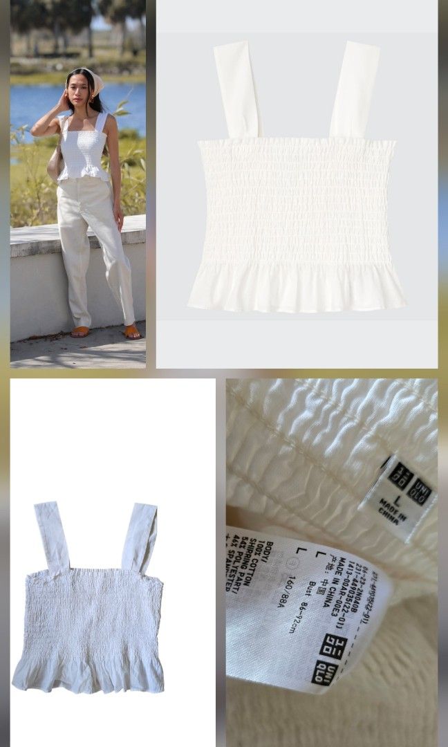 Uniqlo white smock top (Category: Sleeveless) located in Batangas. Submitted by thevanitychamber (Listing ID 1458904845, Image 1). Description: .