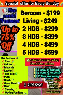 Today's Booking Your Slot & Save $350 - $400#Sunday Special Discount#cheap Painter & Painting Services# HDB#BTO#Reasal#Rental#CONDO#SHOP#OFFICE#HOSPTAl#CLINIC#LANDED#MaisonettesHouse Painting#Plastering#Touchup Plaster#2Room#3Room#4room#5 Room House Painting#plastering#Door & Door Frame Painting Services#Pipe Painting#Door Varnish#Epoxy#Flack Epoxy#Grouting#vinyl Install#Parquet Polish#Marbale Polish # Manpower#Toilets  & Kitchen Ceiling Paint#wall Papaer Remove#Free Touchup#free Cleaning,  Covering, Shifting # Nippon Paint#Dulex Paint#Lime Wash Painting# 1 Year Warranty #100% Smooth Job#Painting Services Provide All Over Singapore 🇸🇬  Collection item 3