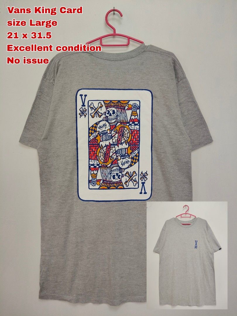 Vans King Card Shirt (Category: Tshirts & Polo Shirts ) located in Makati City. Submitted by mugen.archive (Listing ID 1459043195, Image 1). Description: Long Large No cracks on print No issues Just scroll my wall for my curated items. Follow also my page on Fb. Mugen Archive. Thank you.