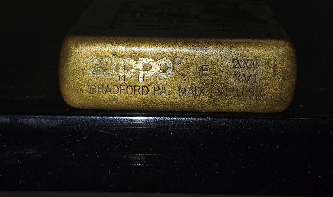 vintage 2000 brass Zippo lighter (Category: Vintage Collectibles) located in Manila. Submitted by thrifts_style (Listing ID 1459084471, Image 3). Description: vintage 2000 brass Zippo lighter featuring an etched Wild Turkey bourbon label.
