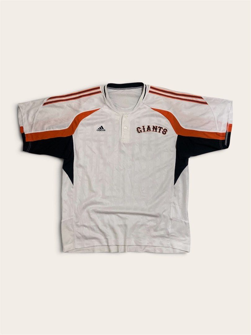 VINTAGE ADIDAS x GIANTS JERSEY (Category: Tshirts & Polo Shirts ) located in Iloilo. Submitted by wornworthyph (Listing ID 1459022534, Image 1). Description: DIMES - 22 WIDTH / 29 LENGTH COLOR RATE - 10 / 10 GOOD CONDITION AUTHENTIC / LEGIT MADE IN JAPAN ISSUE : CRACKPRINTS ₱ 380 + SHIPPING FEE 📍ILOILO 🧾 GCASH ( PAYMENT FIRST ) 🚚 J&T COURIER. .