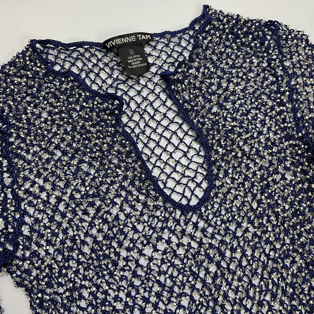 VIVIENNE TAM OPEN-KNIT EMBELLISHED TOP (Category: Luxury Apparel) located in Bacolod City. Submitted by the.finest (Listing ID 1459026746, Image 2). Description: Vivienne Tam Open-Knit Embellished Fishnet Top Tag Size: 2 Width: Length: Condition: 9.5/10 No Flaws 23,000+shipping fee.