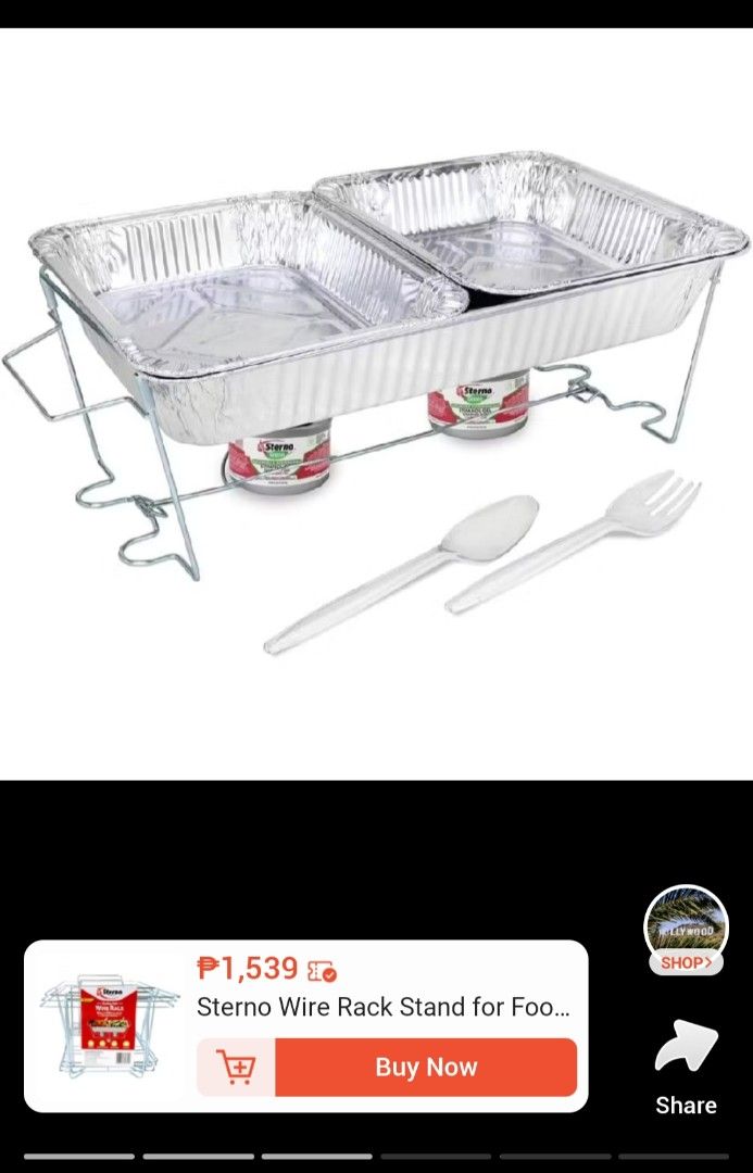 Wire Rack Stand for Food Pans warmer buffet holder (Category: Food Organization & Storage) located in Cabuyao City. Submitted by secondchanceshop.ph (Listing ID 1458934590, Image 2). Description: WIRE RACK FOR FOOD WARMER FOR SALE! 🔥 500 only (Srp 1.5k) 3 pcs Sulit for your next handaan or negosyo! 🍽️ - Fits two 9x13 food pans - Dimensions: 23.75" x 12.5" x 8" Lightly used lang and still in great condition — perfect para sa buffet set-up na gum