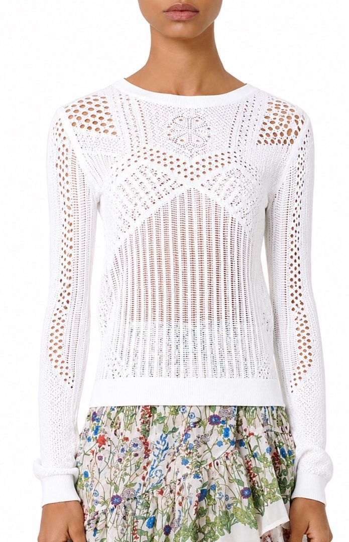 Womens Maje Maelys open-knitwork sweater (Category: Longsleeves) located in Bacolod City. Submitted by treasurehuntsv2 (Listing ID 1458892493, Image 2). Description: Womens Maje Maelys open-knitwork sweater Condition – Excellent Color Rate – 9.5/10 Flaws – None ✅ Size: Dimensions: Width –17.5 Length –24.5 .