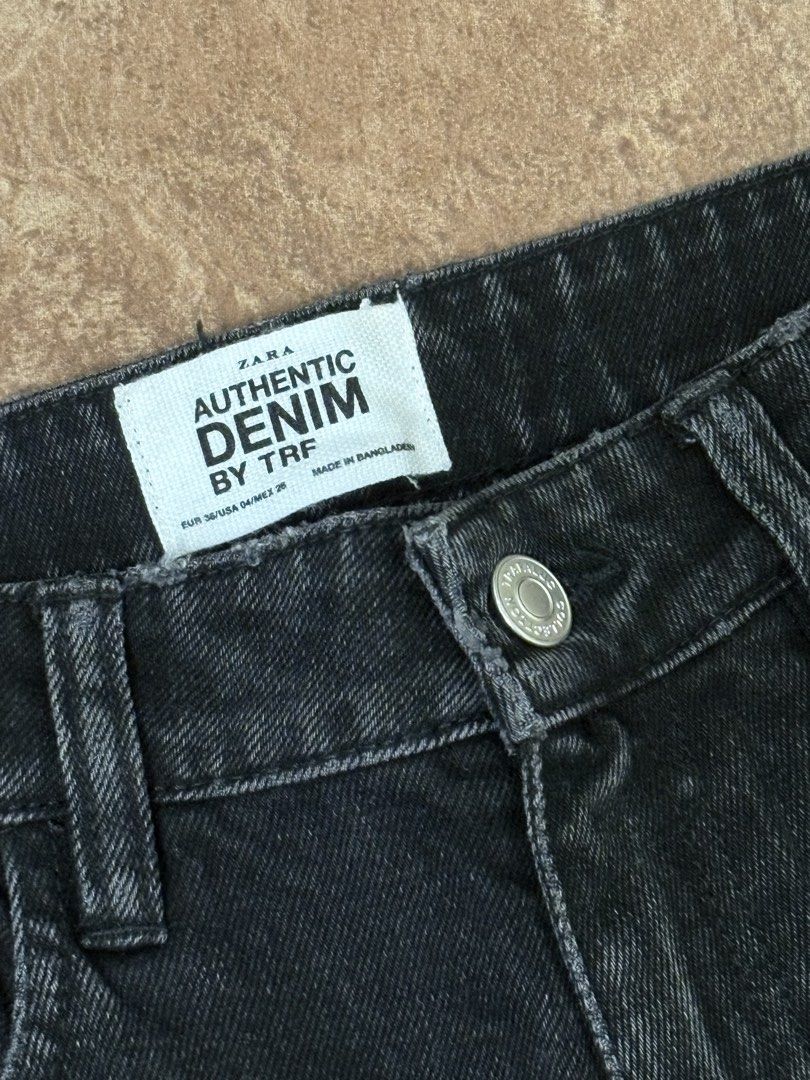 Zara Authentic Denim by TRF Black Jeans (Category: Jeans) located in Binangonan. Submitted by 37731n (Listing ID 1458941114, Image 3). Description: - Zara TRF Black Denim Jeans - High-waisted style - Tapered leg - Classic five-pocket design - Made in Bangladesh - Size: EUR 36 / USA 4 / MEX 28 - Ideal for casual wear waist 14 inch laid flat fits 26-27”waist Length 38” Inseam 27” .