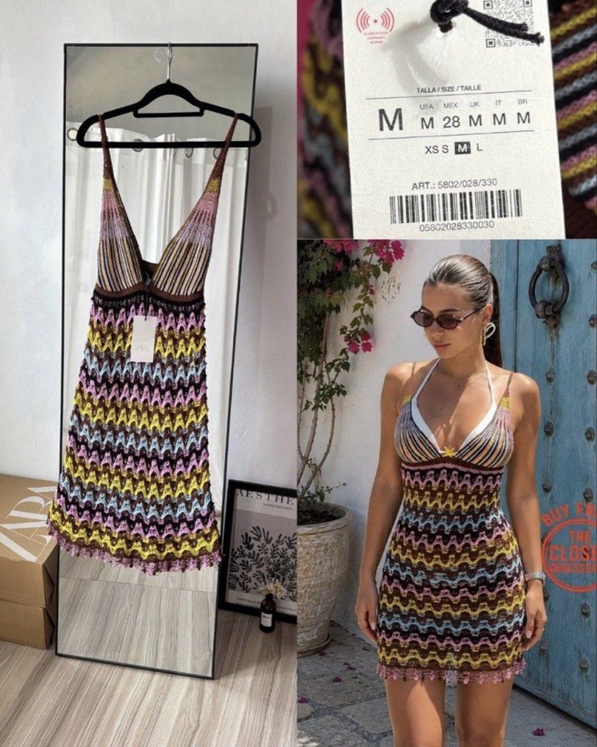 Zara Crochet Knit Mini Dress (Category: Dresses) located in Baliuag. Submitted by haoareuu (Listing ID 1458929009, Image 1). Description: - best fit : medium to large body frames - rfs : bought this here and does not fit me, would keep this if it can be altered but it’s crochet :( - condition: never worn, with tags attached, sinukat lang - og zara - pm me if you need more photos - price is negotiable, bought it for 1k plus.