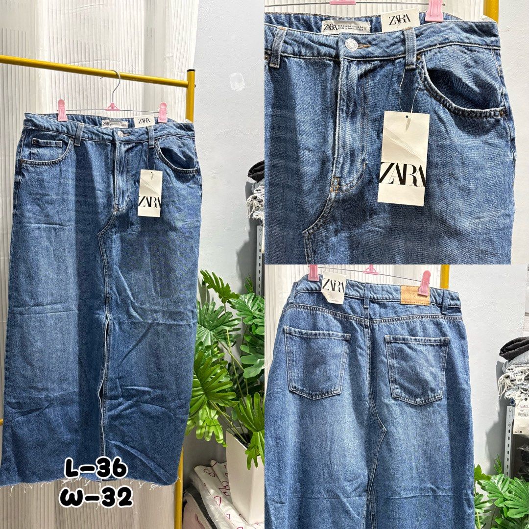 ZARA Denim Maxi Skirt - Various Sizes & Washes (Category: Skirts) located in Manila. Submitted by lazolala (Listing ID 1459042125, Image 3). Description: - ZARA Denim Maxi Skirt - Available in various washes and sizes - Features a stylish front slit - Trendy raw hem detail - Classic five-pocket styling - Ideal for creating casual outfits - Please check photos for specific details on each skirt Location: Paranaque.