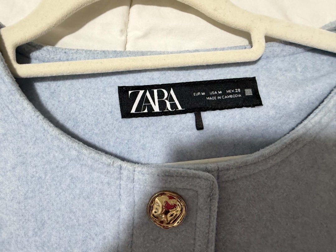 ZARA Powdered Blue Buttoned Jacket with Flap (Category: Coats, Jackets and Outerwear) located in Quezon City. Submitted by alexandria7 (Listing ID 1459020329, Image 2). Description: .