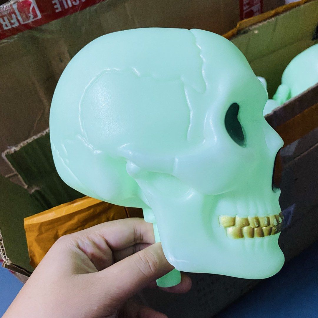 12pcs. Glow In The Dark Skull (Category: Occasions & Party Supplies) located in Cavite. Submitted by la_miellelooneylittlewardrobe (Listing ID 1460771224, Image 2). Description: RFS : nagchange ng decoration for halloween .. Skull Pcs : 12pcs. ( Preloved ) ✨ Selling Price : 5OO only , Take All ✨ ⚠️’ Please Manage ur Expectations ‘⚠️ 🏠 Location : Trece Martires Cavite 🚚 Courier : J&T Express or Lalamove.