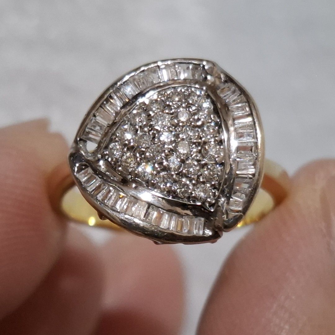 14k Two Tone Gold Diamond Ring (Category: Rings) located in Manila. Submitted by treasurechest888 (Listing ID 1460749262, Image 1). Description: Video available upon request! SALE! Now only 21,000 pesos. Preowned 14k two tone gold diamond ring (approx .50ct total, 3.30 grams, size 6). Only 28,000 pesos. Pwede COD or COP ng LBC with 2,000 pesos downpayment..