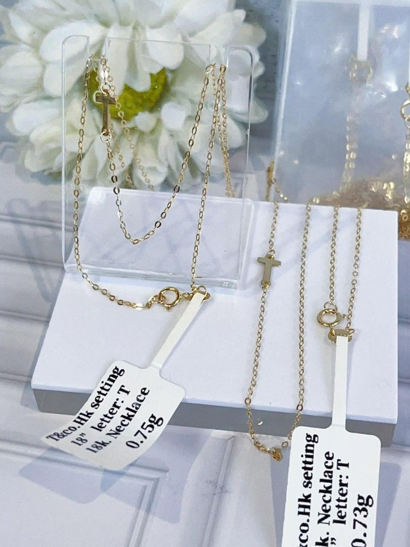 18k HongKong setting gold initial necklaces (Category: Necklaces) located in Manila. Submitted by bhelgoldseller2ndaccount (Listing ID 1460834653, Image 1). Description: New!!✨New!!✨New!! 18k HongKong setting Gold 8500/g 💯pawnable/naisasanla 💯with high appraisal rate 💯good investment 💯Direct supplier price 👉OPEN for resellers 🌺please take time to evaluate their actual sizes and grams 👉Best panggift for all occasions ✅ Sold per grams not pe