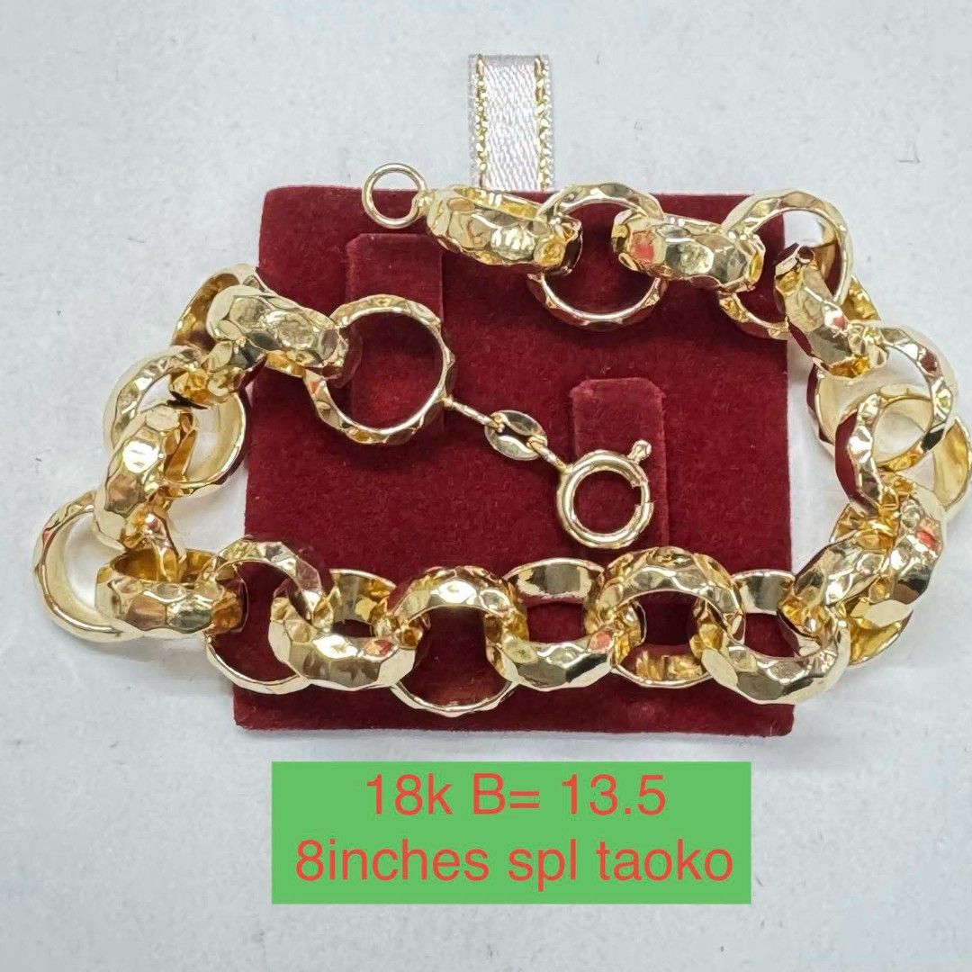 18k Saudi gold taoco bracelet (Category: Bracelets) located in Manila. Submitted by bhelgoldseller2ndaccount (Listing ID 1460782343, Image 1). Description: New!!✨New!!✨New!! Authentic 18k Saudi Golds 💯pawnable/naisasanla 💯with high appraisal rate 💯good investment 💯Direct supplier price 👉OPEN for resellers 🌺please take time to evaluate their actual sizes and grams 👉Best panggift for all occasions ✅ Sold per grams not per piece Kya lowest pr