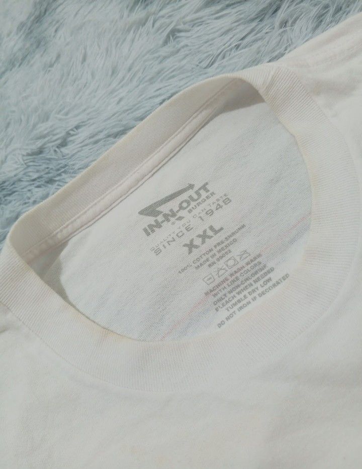 2012 IN-N-OUT (Category: Tshirts & Polo Shirts ) located in Dagupan City. Submitted by old_soul_finds.ph (Listing ID 1460886981, Image 3). Description: Dimensions : L33 x W26.5 Color Rate : 9.5 / 10 Issues : Need wash Excellent condition Mine for only ₱500 📍Loc : Pangasinan MOP : Gcash MOD : J&T express / Ava pasabay if around Pangasinan.