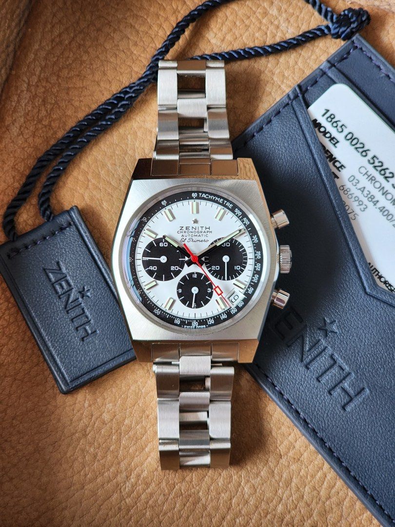 2022 Zenith El Primero Chronomaster Revival (Category: Luxury Watches) located in Pasig City. Submitted by inverted6_ph (Listing ID 1460737852, Image 1). Description: 2022 Zenith El Primero Chronomaster Revival Ref 03.A384.400/21.M384 37mm size Rarely seen in the market See through case back. Mint case and bracelet Comes with warranty card, card sleeve and original purchase receipt (no box) Asking 335,000php 📍Viewings can be done on our shop loc