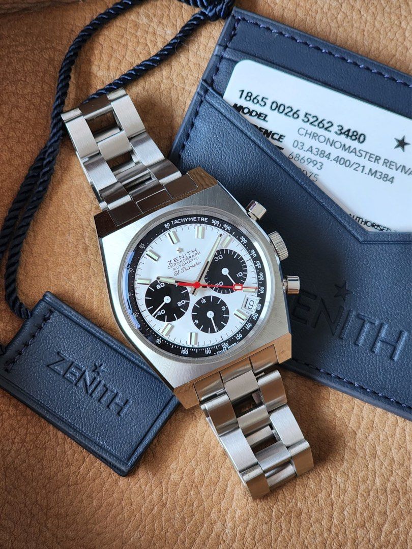2022 Zenith El Primero Chronomaster Revival (Category: Luxury Watches) located in Pasig City. Submitted by inverted6_ph (Listing ID 1460737852, Image 3). Description: 2022 Zenith El Primero Chronomaster Revival Ref 03.A384.400/21.M384 37mm size Rarely seen in the market See through case back. Mint case and bracelet Comes with warranty card, card sleeve and original purchase receipt (no box) Asking 335,000php 📍Viewings can be done on our shop loc