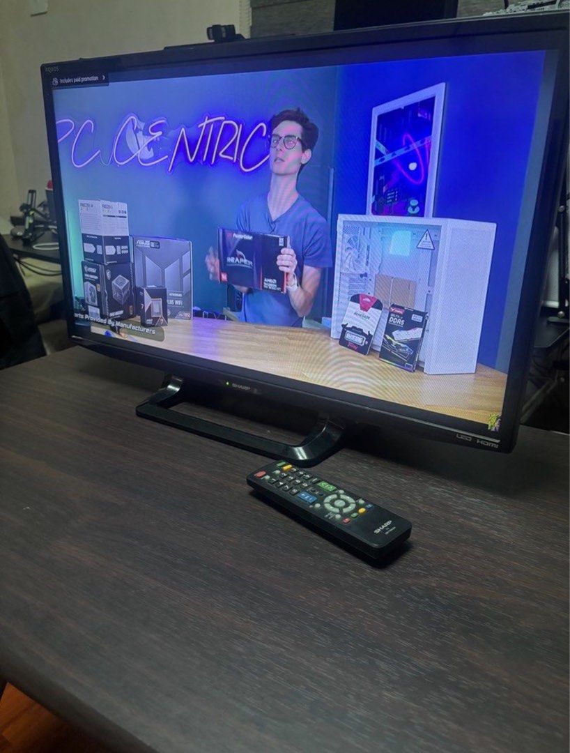 24 inch sharp tv (Category: Desktops) located in Pasig City. Submitted by adiuhsa (Listing ID 1460846033, Image 1). Description: - barely used - works well.