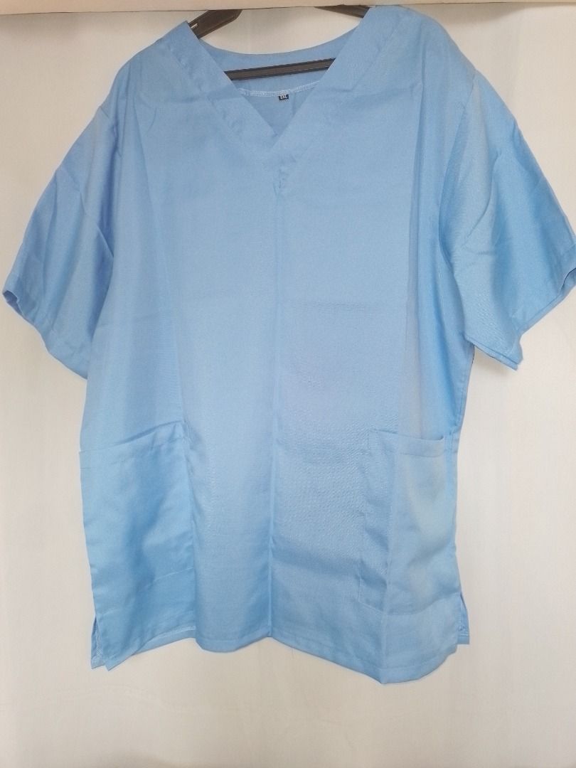 2 SETS OF PRE-LOVED SCRUB SUITS TOP + PANTS BUNDLE (Category: Sets or Coordinates) located in Imus. Submitted by mc_kkkkk14 (Listing ID 1460723734, Image 3). Description: 2 SETS OF SCRUB SUITS TOP + PANTS BUNDLE ORIGINAL PRICE: 1000 PHP SALE FOR: 550 PHP COLOR: SKY BLUE CONDITION: VERY GOOD [ONLY USED FOR A MONTH] MEASUREMENTS: SIZE: 3XL TOP: BUST - 26 IN. / 66.5 CM. LENGTH - 31.5 IN. / 80.5 CM PANTS: GARTERED, CAN STRETCH UP TO 44 IN. / 112.5 CM