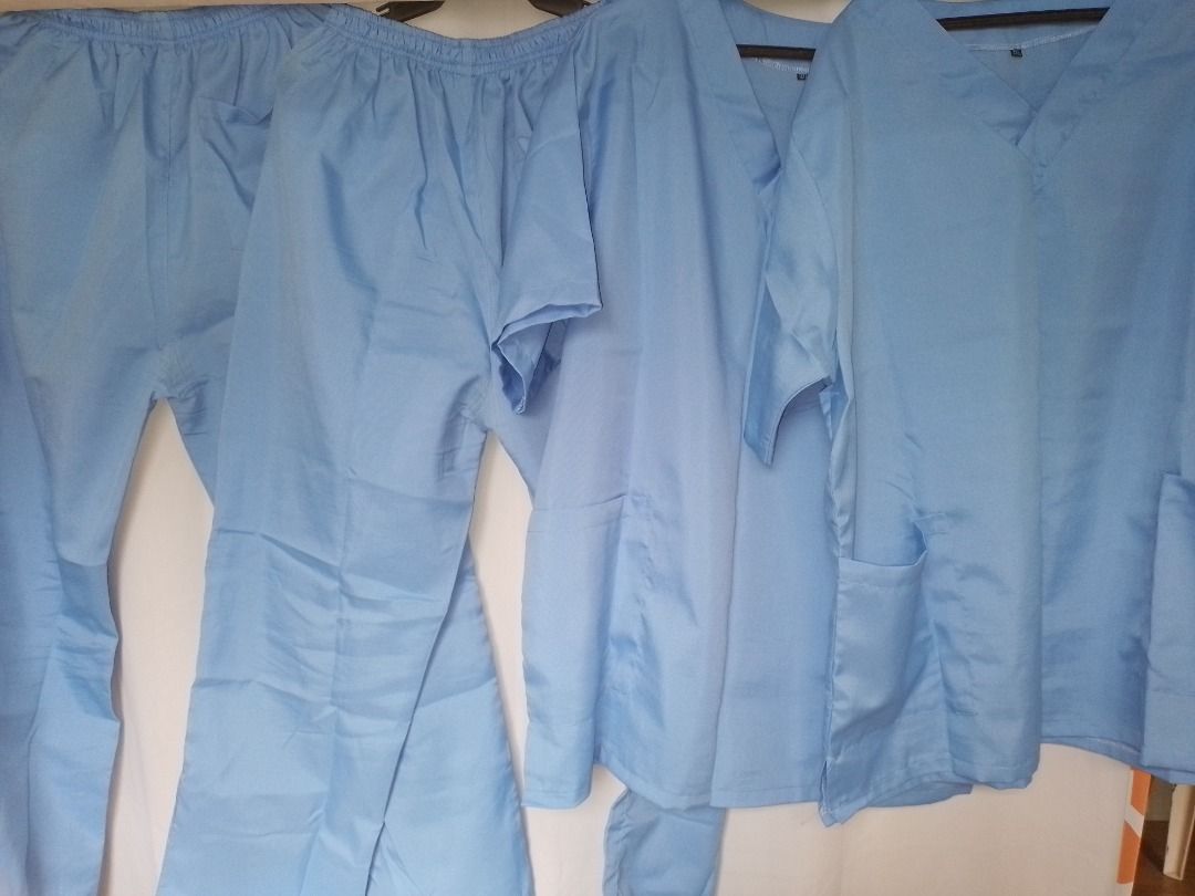 2 SETS OF PRE-LOVED SCRUB SUITS TOP + PANTS BUNDLE (Category: Sets or Coordinates) located in Imus. Submitted by mc_kkkkk14 (Listing ID 1460723734, Image 1). Description: 2 SETS OF SCRUB SUITS TOP + PANTS BUNDLE ORIGINAL PRICE: 1000 PHP SALE FOR: 550 PHP COLOR: SKY BLUE CONDITION: VERY GOOD [ONLY USED FOR A MONTH] MEASUREMENTS: SIZE: 3XL TOP: BUST - 26 IN. / 66.5 CM. LENGTH - 31.5 IN. / 80.5 CM PANTS: GARTERED, CAN STRETCH UP TO 44 IN. / 112.5 CM