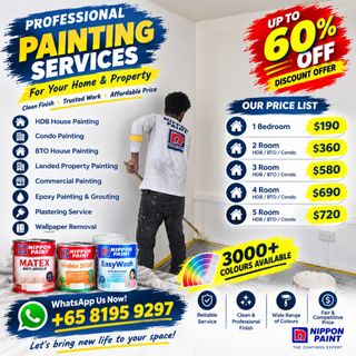Painting Service In Singapore 🇸🇬🇸🇬 All Types House Painting - Hdb, Bto, Condo, Landed House Painting, Ea/Em 2/3/4/5-room Flat Painting, 2-storey House Painting, Staircase Painting, Plastering Service, Epoxy Painting, Grouting Service, Wallpaper Remove, Demolis And Disposal Service. 收藏品 2
