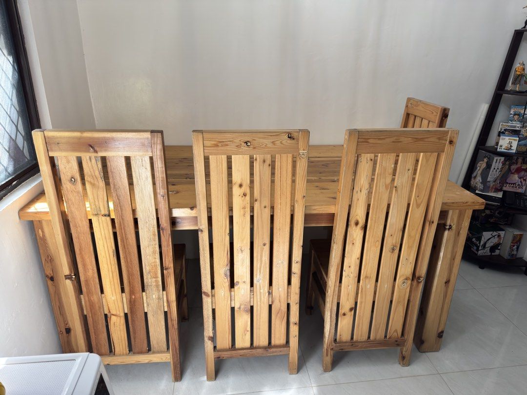 6 Seater Dining Table (Category: Tables & Sets) located in Manila. Submitted by arjay23143 (Listing ID 1460851805, Image 1). Description: 6-Seater Dining Set for Sale For pickup Amaia Scapes Barandal. 2nd hand set in good condition. RFS: Decluttering. Madalang po gamitin. Minor issue: Few cat scratch sa may likod na paa ng upuan. Table dimension H: 78 cm W: 100 cm L: 181 cm Chair dimension H: 114 cm W: 40 cm.