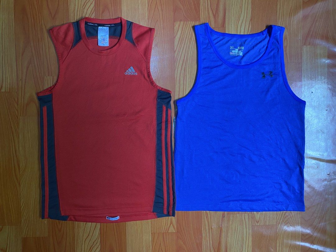 Adidas & Under Armour tanktop (Category: Activewear) located in Cebu City. Submitted by monflor (Listing ID 1460899906, Image 1). Description: Adidas tanktop - medium Under Armour- Small Good condition No flaws Price each 470.