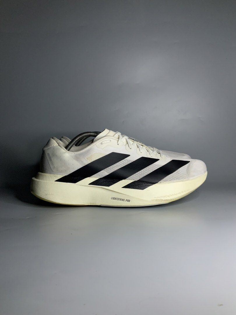 Adidas Adizero Evo Sl (Category: Sneakers) located in Cavite. Submitted by kalye_footwear (Listing ID 1460728736, Image 1). Description: - Adidas Adizero Evo Sl - Us 10.5 / Euro 44.5 / Cm 28.5 - Color: White with black stripes - Cushioning: Lightstrike Pro - Ideal for running - Shows some signs of wear on sole and upper.