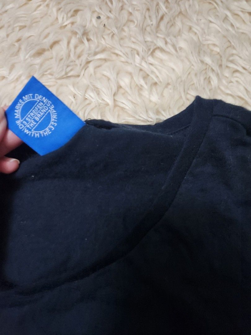 Adidas black shirt top (Category: Shirts) located in Quezon City. Submitted by decluttering.cat (Listing ID 1460905191, Image 3). Description: note: pls refer to measurements, no when worn -no major flaws, lints & holes, or stains -only needs rewash.