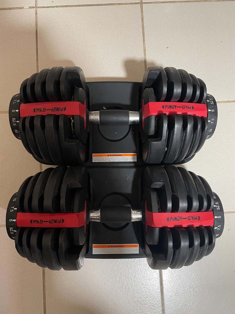 Adjustable Dumbbells Set (5-52.5 lbs) (Category: Weights & Dumbbells) located in Manila. Submitted by migosantos (Listing ID 1460873462, Image 1). Description: For Sale! Adjustable Dumbbells -Working - Up to 52.5lbs or 24 kg per dumbbell - No issues parang brandnew padin -selling as set only 7,000 pesos only for BOTH! Location: Santolan, Pasig City.