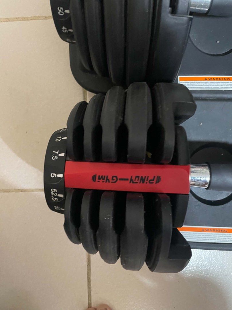 Adjustable Dumbbells Set (5-52.5 lbs) (Category: Weights & Dumbbells) located in Manila. Submitted by migosantos (Listing ID 1460873462, Image 2). Description: For Sale! Adjustable Dumbbells -Working - Up to 52.5lbs or 24 kg per dumbbell - No issues parang brandnew padin -selling as set only 7,000 pesos only for BOTH! Location: Santolan, Pasig City.