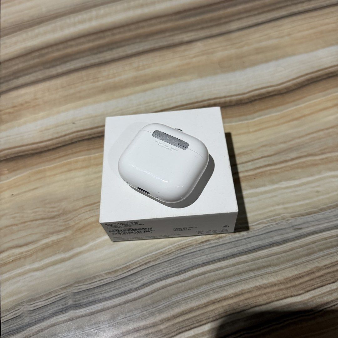 AirPods 4 ANC (Category: Earphones) located in Bulacan. Submitted by gabsattic (Listing ID 1460750210, Image 3). Description: Selling!!! AirPods 4 with Active Noise Cancellation - The buds are brand new, just one month old since being replaced through Power Mac Center kaya battery life is good (can provide documentation as proof) - No issues - Ready to use - Charges via Type C or wireless charging - Inclusions: unit, box, 2 cases Shipping is avai
