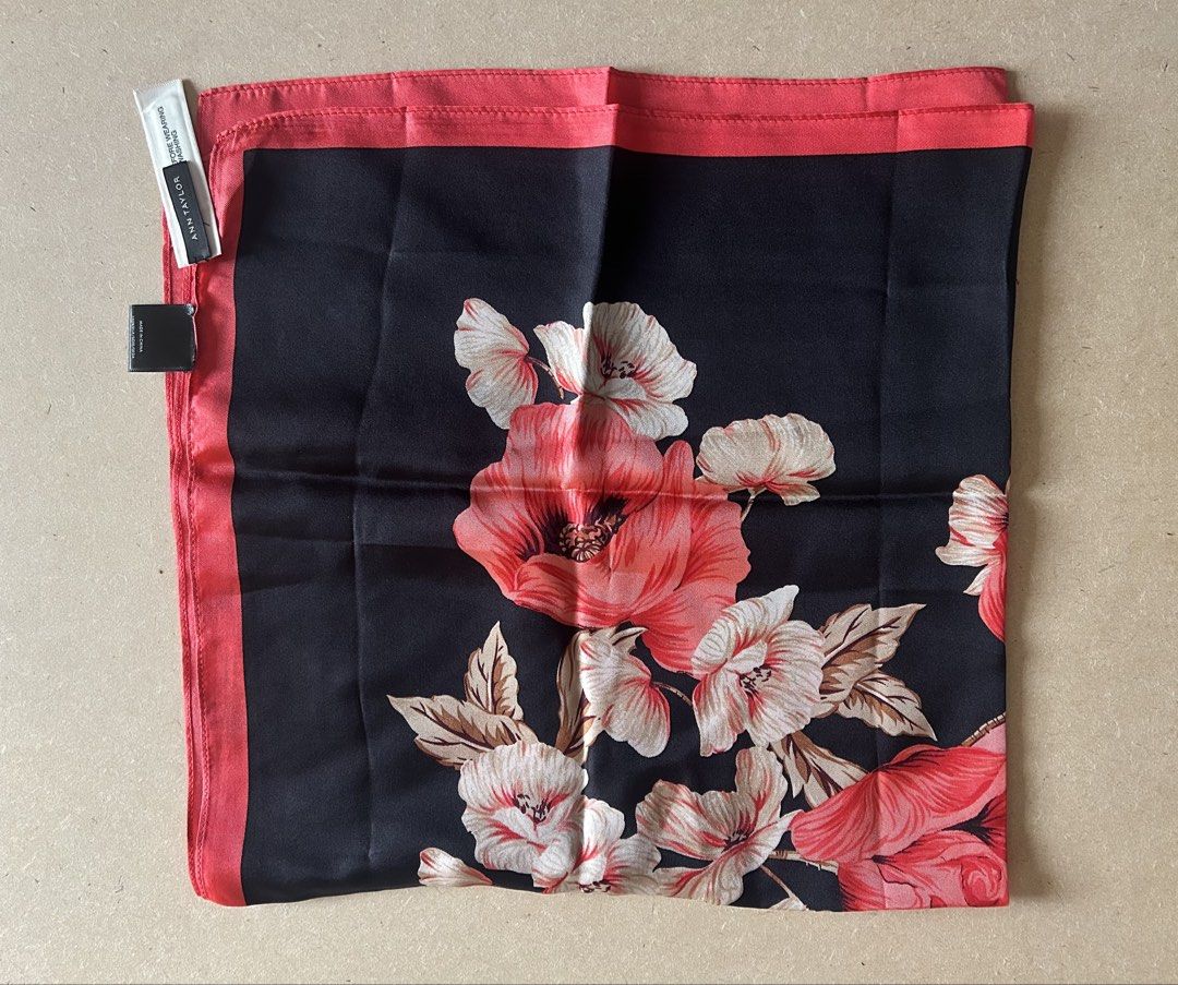 Ann Taylor Scarf (Category: Scarves) located in Binan City. Submitted by impulsebuyer12 (Listing ID 1460768490, Image 1). Description: Size is 25 x 25 inches Brand new with tag Bright floral design.