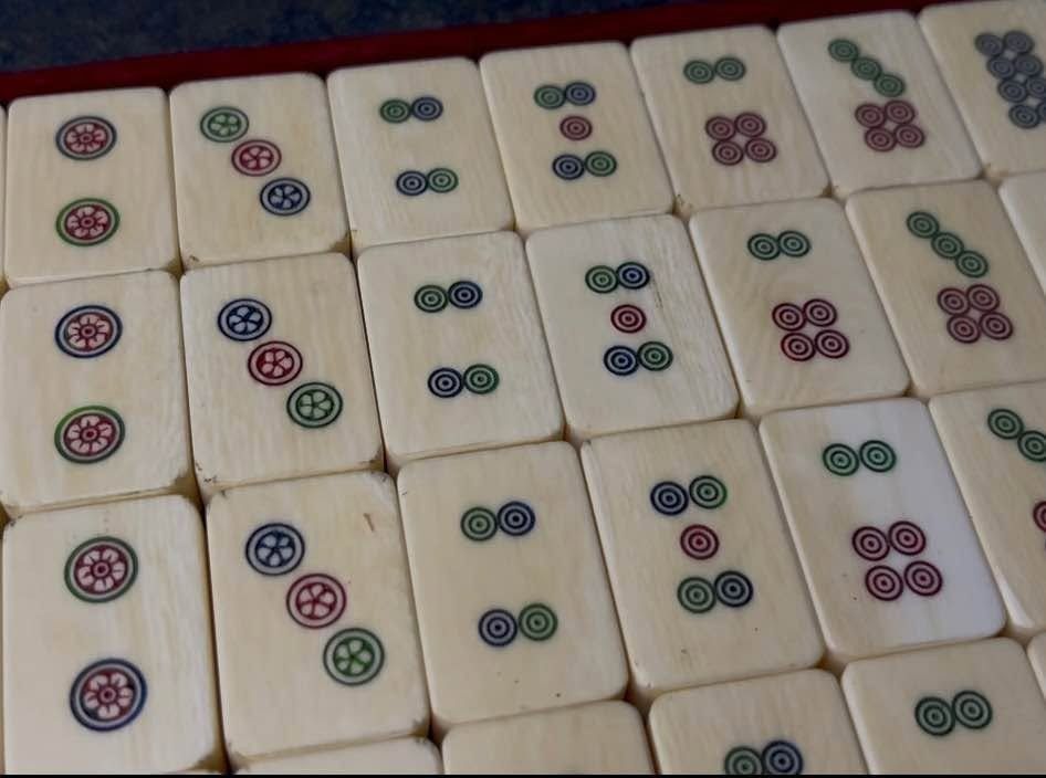 antique solid ævoree mahjong (Category: Board Games & Puzzles) located in Bacoor. Submitted by raf.vintage (Listing ID 1460904949, Image 2). Description: Very hard to find antique solid ævoree mahjong Complete 144 tiles + 2 extra replacement tiles. . Also available 6” Okimono of a fisherman also carved from ævoree..
