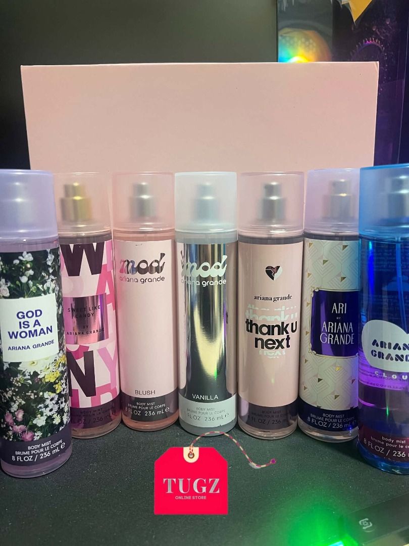 Ariana Grande Body Mist (Category: Fragrance & Deodorants) located in Quezon City. Submitted by tugz_ph02 (Listing ID 1460747587, Image 1). Description: Ariana Grande Perfume.