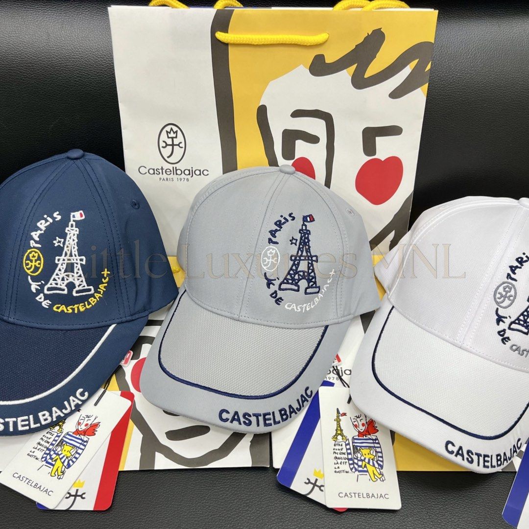 Authentic Castelbajac cap (unisex) (Category: Caps & Hats) located in Caloocan City. Submitted by carolinmga17175 (Listing ID 1460920744, Image 1). Description: Available in: White, Navy Blue, Gray -Taiwan special release 2024 collection -Timeless piece with collectible appeal -Great for golf and other sports -Comes with original tags & paper bag 📍Pasig Castelbajac Paris 🇫🇷 Experience the artistry of French luxury with Castelbajac. Known for i