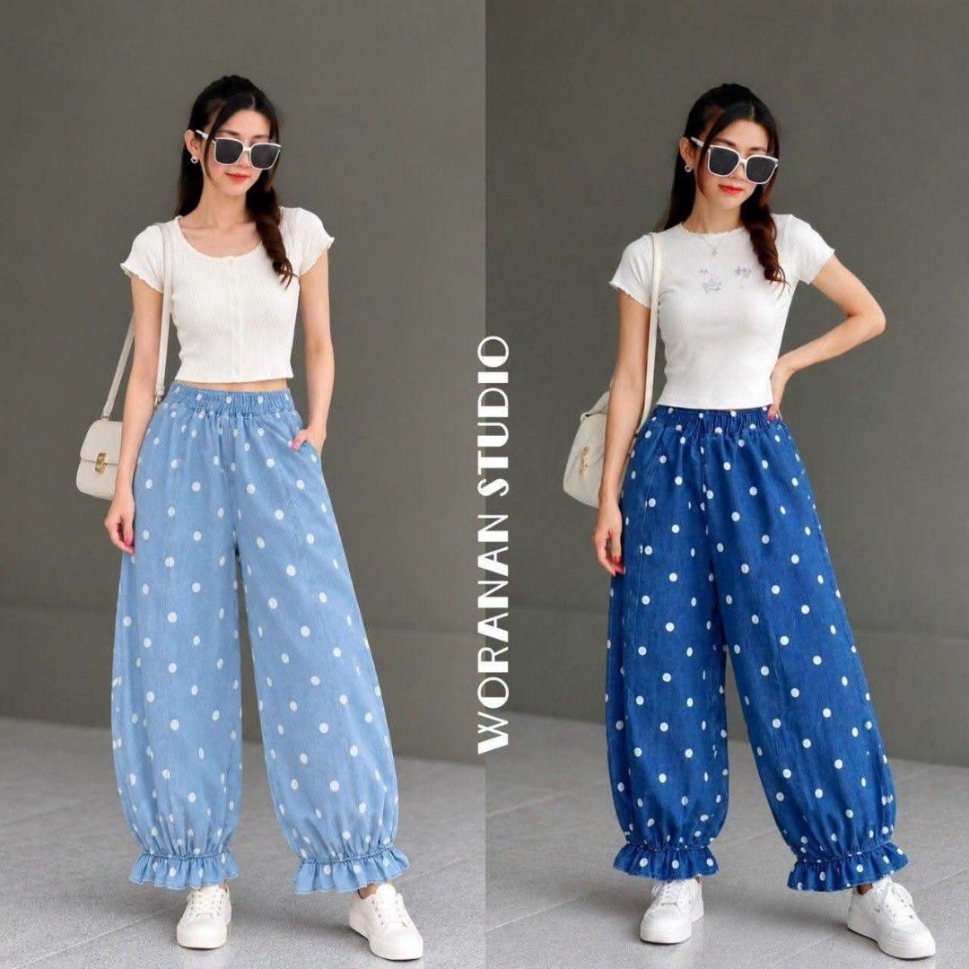 Bangkok Polka Bloomer Pants (Category: Other Bottoms) located in Marikina City. Submitted by smartshop.ph (Listing ID 1460728986, Image 1). Description: Eta : 2nd week SEPTEMBER Bkk Trendy Denim Polka Bloomer Pants Php 1,050.00 each 🛍️50% down to reserve! Color : ยีนส์เช้ม ยีนส์อ่อน Availability : 2 each color Size : freesize Pants เอว(waist) : 24-34“(เอวยืด) สะโพก(hips) : 42“ ยาว(length) : 38“ Location : Marikina MOP : Bdo Bpi Gcash Maya ❌ No C