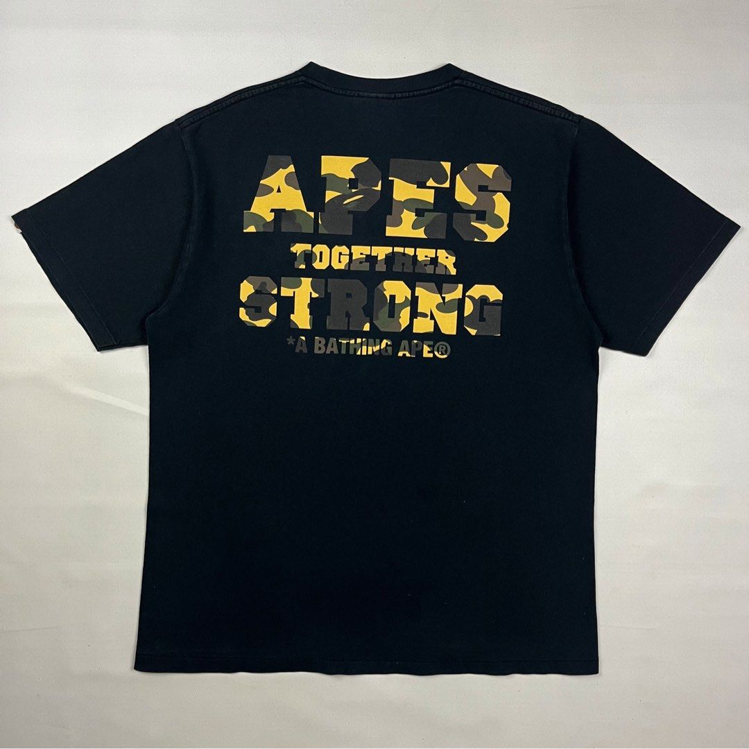 Bape ‘Ape Together Strong’ Tee (Category: Tshirts & Polo Shirts ) located in Puerto Princesa. Submitted by paradise5300 (Listing ID 1460887376, Image 2). Description: Bape ‘Ape Together Strong’ Tee Tagged Size: Large Dimensions inches length: 28 inches width: 21 Condition: Very good Color rate: 9 Flaws: Signs of usage 1,799 shipping fee is not yet included. .