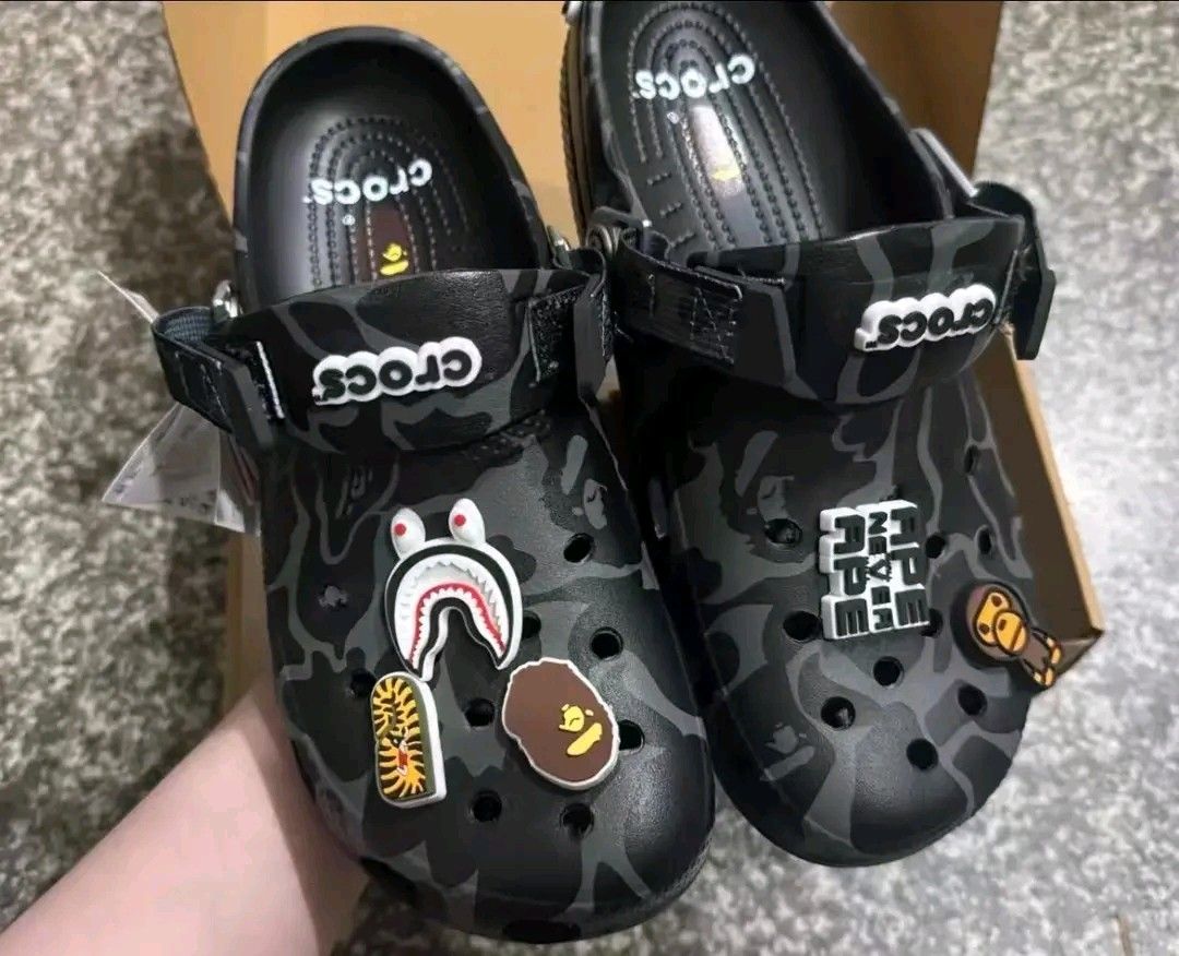 Bape Crocs (Category: Slippers & Slides) located in Manila. Submitted by puretiger_a2ce98 (Listing ID 1460766775, Image 3). Description: Bape Crocs Available size For Men's 40 41 42 43 44 45 Available size For women 36 37 38 39 40.