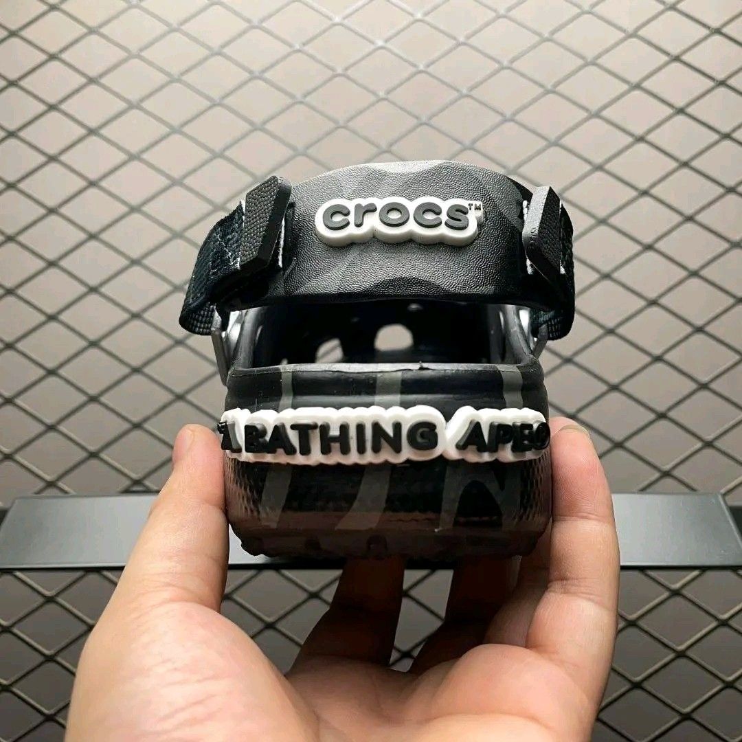 Bape x Crocs Collaboration (Category: Slippers & Slides) located in Manila. Submitted by puretiger_a2ce98 (Listing ID 1460911488, Image 3). Description: Featured Product: Bape x Crocs Collaboration - Clog Sandals. Brand new, high-quality product. Sizes available: M4 (36-37), M5 (37-38), M6 (38-39), M7 (39-40), M8 (41-42), M9 (42-43), M10 (43-44), M11 (45-46). Product Code: 18TDEF47..
