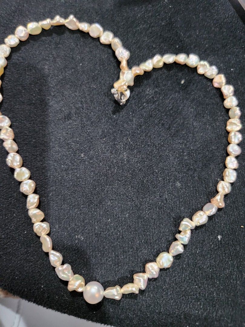 Baroque Pearl Necklace with Silver Clasp (Category: Necklaces) located in Paranaque City. Submitted by andim8 (Listing ID 1460732263, Image 3). Description: -keishi pearls necklace from Japan - Unique shapes and iridescent sheen - Simple silver clasp closure - Statement piece for any outfit - Dress up or down vuaranteed authentic from Japan she will love this as christmas or birthday present #giftsforher #giftsformom #preciousgifts.