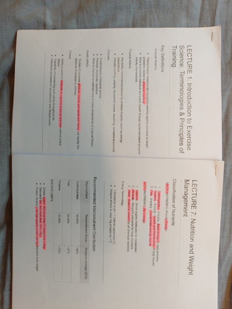 Basic Exercise Science study notes (Category: Textbooks) located in Singapore. Submitted by sundayrituals (Listing ID 1460801200, Image 1). Description: Self compiled study notes for BES basic exercise science course at Republic Polytechnic. First attempt pass with 92%.