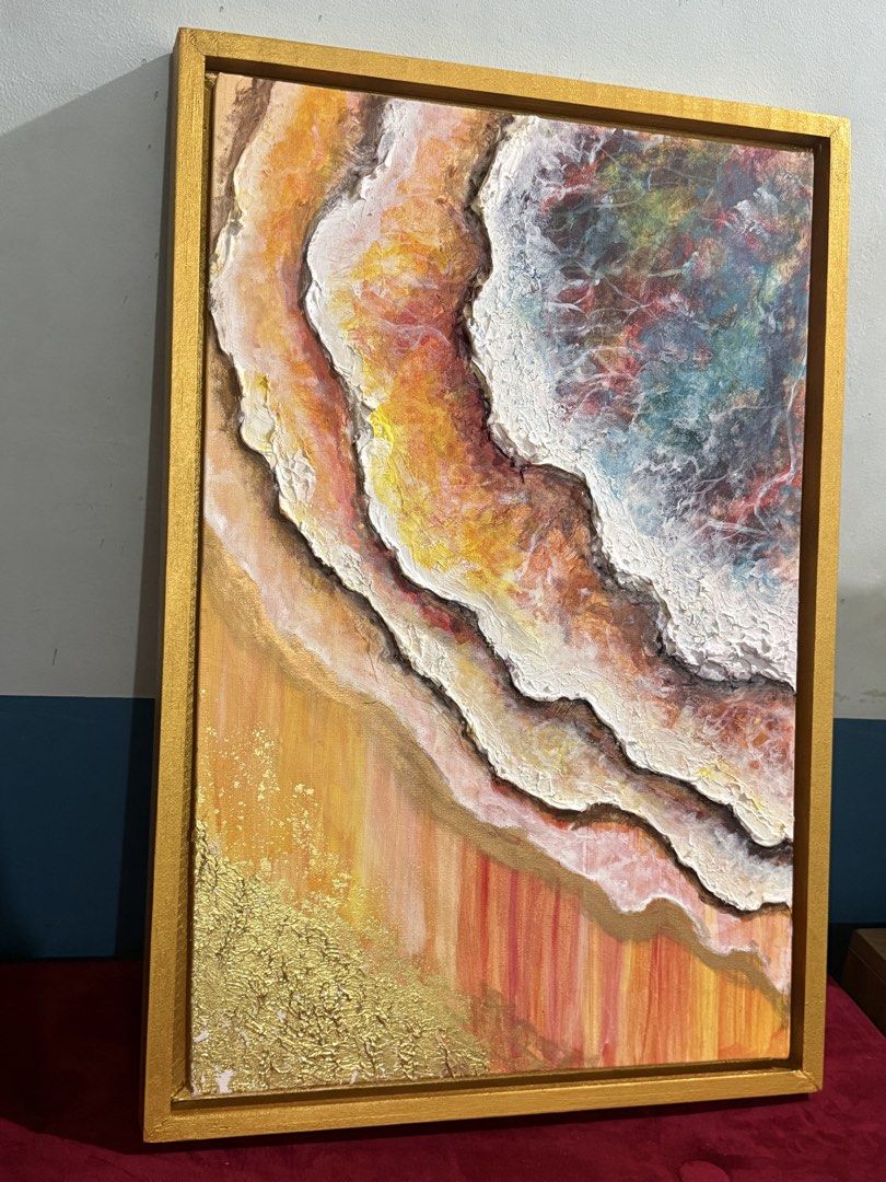 Beach wave 3d artwork painting gold (Category: Art & Prints) located in San Jose del Monte. Submitted by agoraartmarket (Listing ID 1460867185, Image 2). Description: 38 by 58cm.