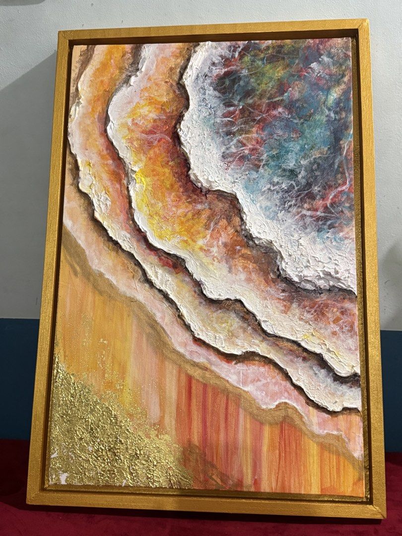 Beach wave 3d artwork painting gold (Category: Art & Prints) located in San Jose del Monte. Submitted by agoraartmarket (Listing ID 1460867185, Image 1). Description: 38 by 58cm.